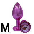 Metal Plug SM鑽石金屬肛塞(玫紅色,圓形 )鑽石不設選色(中)ROSE-AL001-M